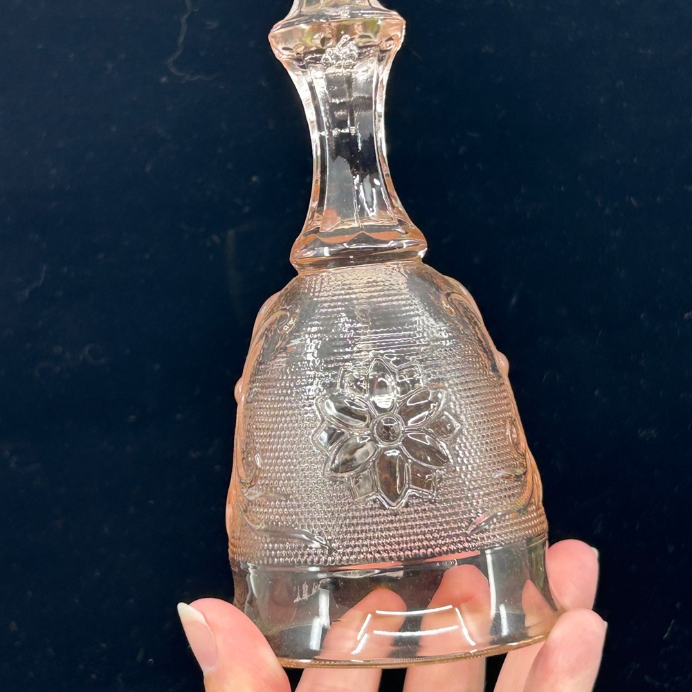 Vintage Pink Glass Tiara Sandwich Glass Bell Decorative Collectible Depression